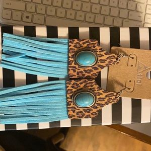 Leopard leather earrings